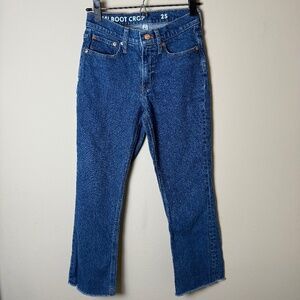 J.Crew Demi Boot Crop Jeans Womens 25 Denim Pants Raw Hem Medium Wash #BK653
